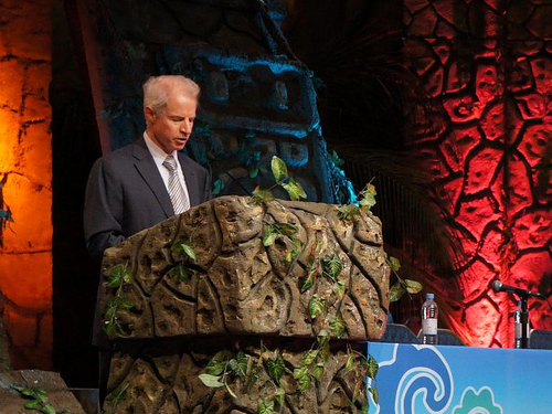 Charles Gould addresses the International Cooperative Association General Assembly in Cancun, Mexico