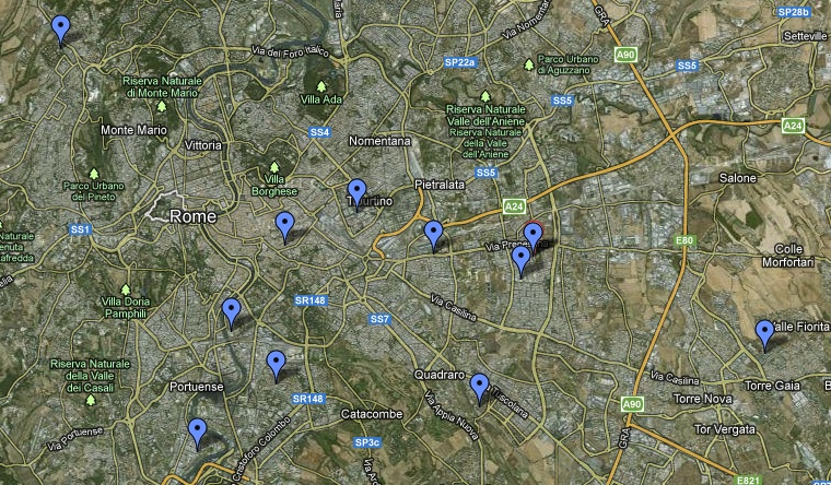 A map of Rome's bicycle offices