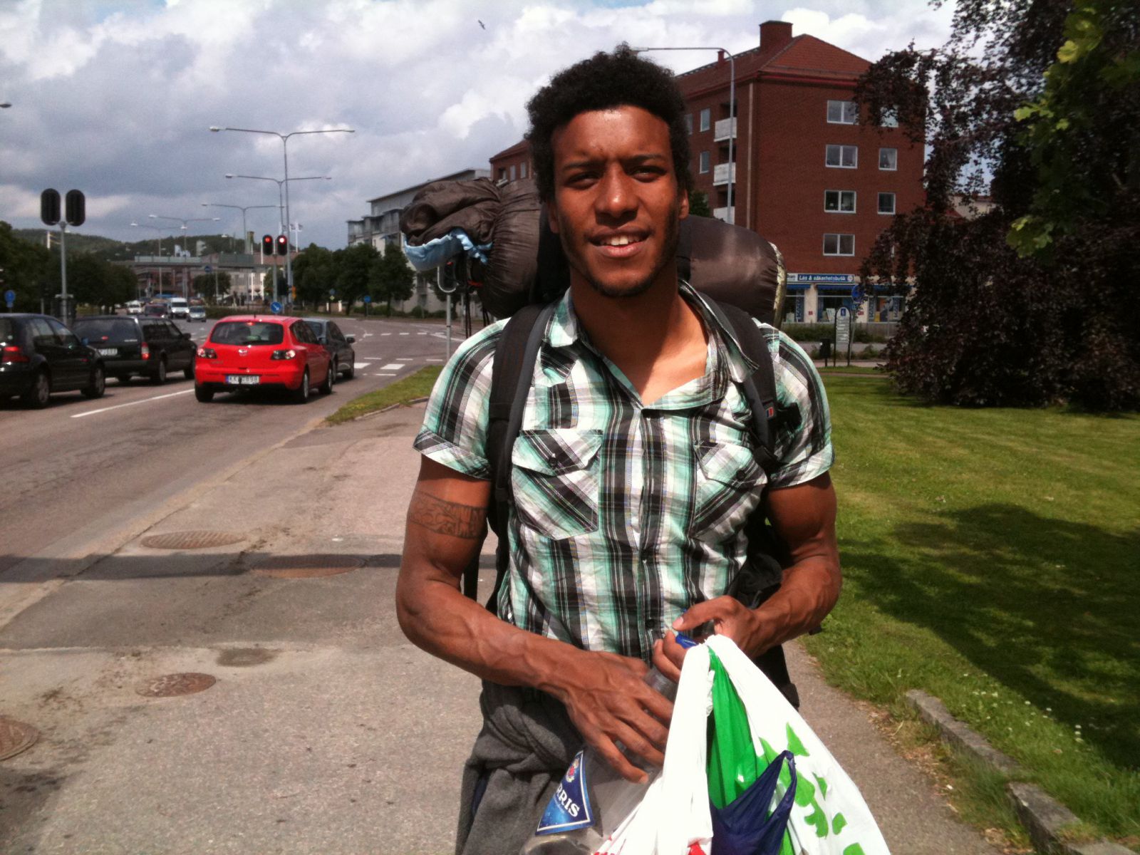 Ibby Okinyi, 31, on his walking trip through Europe to Africa.