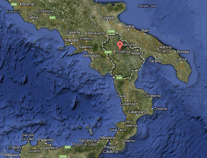 The Basilicata region of Italy is located in the arch and ankle region of the boot.