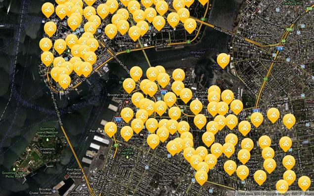 The map of the first round of bike stations
