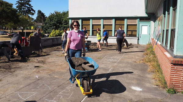 depaving; Once you've depaved, you can get to work creating a garden or greenspace. Credit: Depave