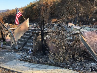 Remains of a burned building