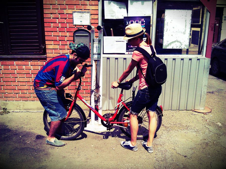 Bicycle repair station by Novi Sad cycling initiative | Image provided by Ana Novkovic