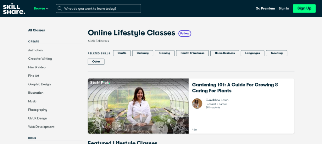 Skillshare platform website