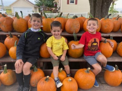 The author's children wearing clothing found via marketplace. Photo credit: Alexandra Frost.