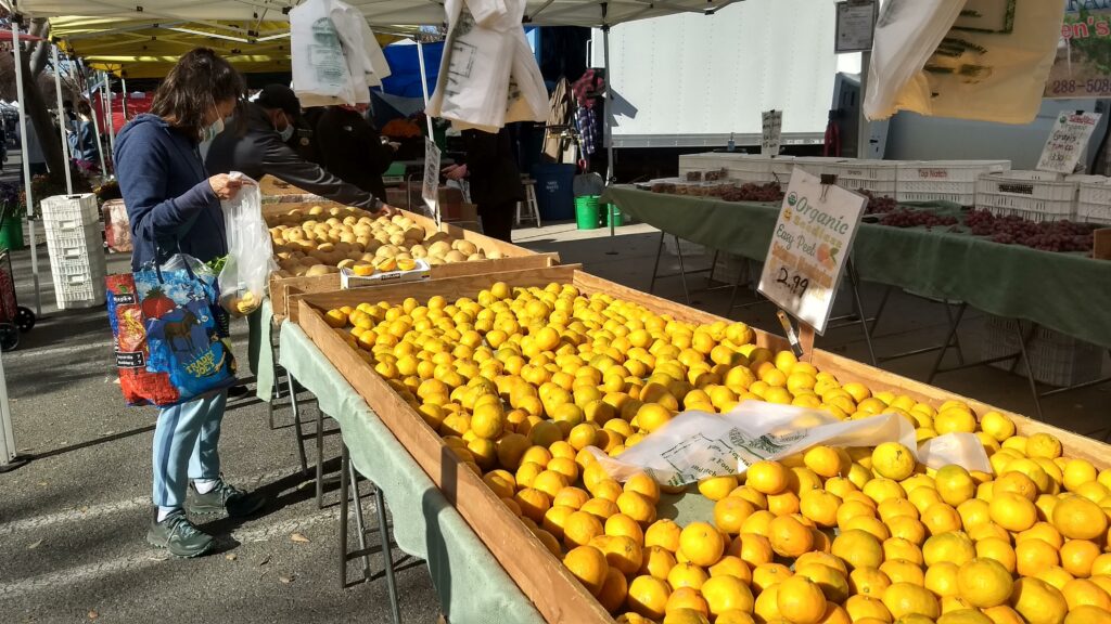 Just a small sample of the astounding variety of food found at Mountain View’s award-winning farmers market. Credit: Neal Gorenflo.