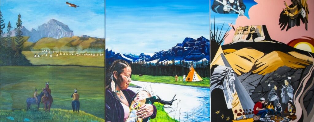 Photo of mural with indigenous motifs