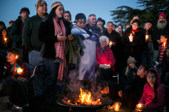 Community members gather for the final Wiyot Candlelight Vigil