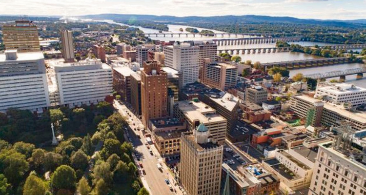 Harrisburg Pennsylvania is one of many cities that have used the economics of sharing, as expressed by land value return, to spur sustainable development.  Credit: Penn Live