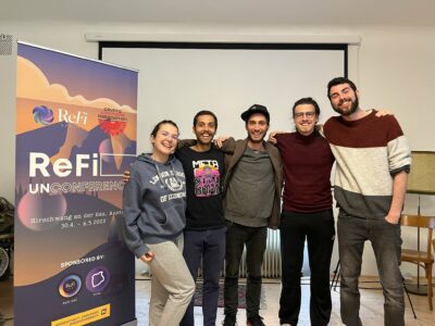 ReFi | Anna Kaic, Humberto Besso, Felix Fritsch, Leonardo Basso and Giulio Quarta attend the 2022 CCA Re-Fi Unconference in Austria. Credit: CryptoCommons Association
