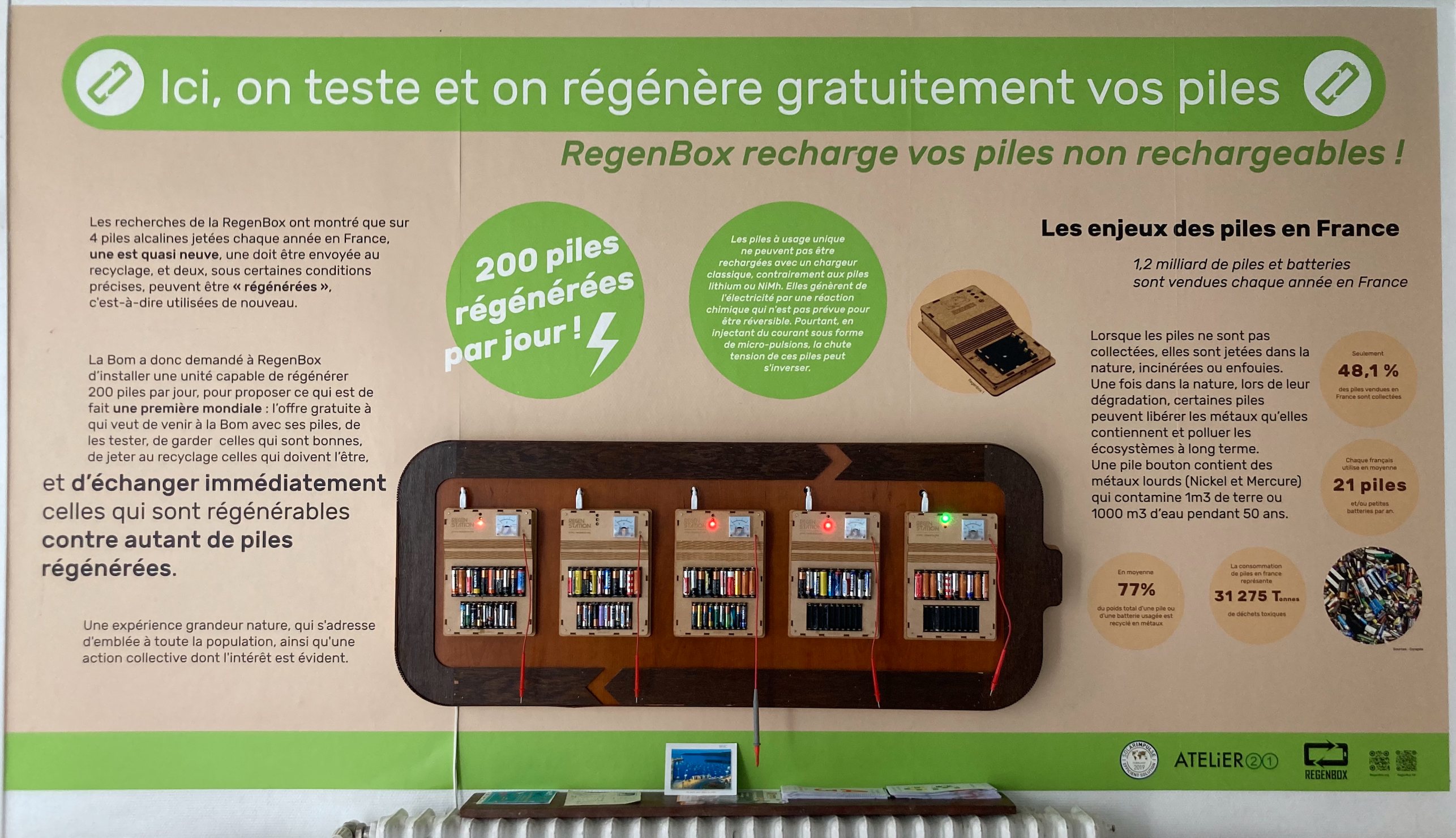 The RegenBox Alkaline battery charging station at La BOM