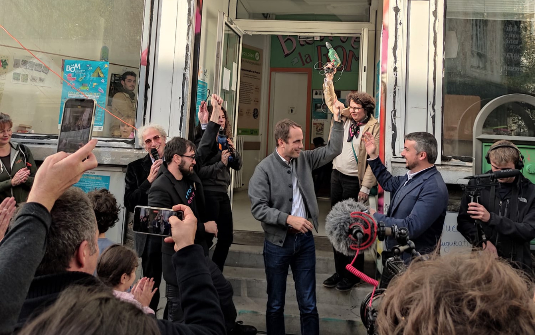 Celebrating "the untangling of the (drill) cords" to officially open LA BOM