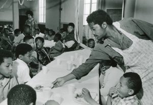 1969 image of Black Panther Party free breakfast by William P. Straeter, AP