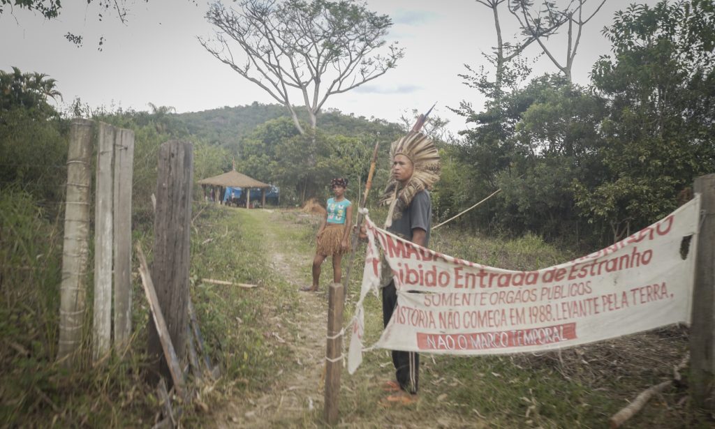 A banner signifying the entrance to tribal land