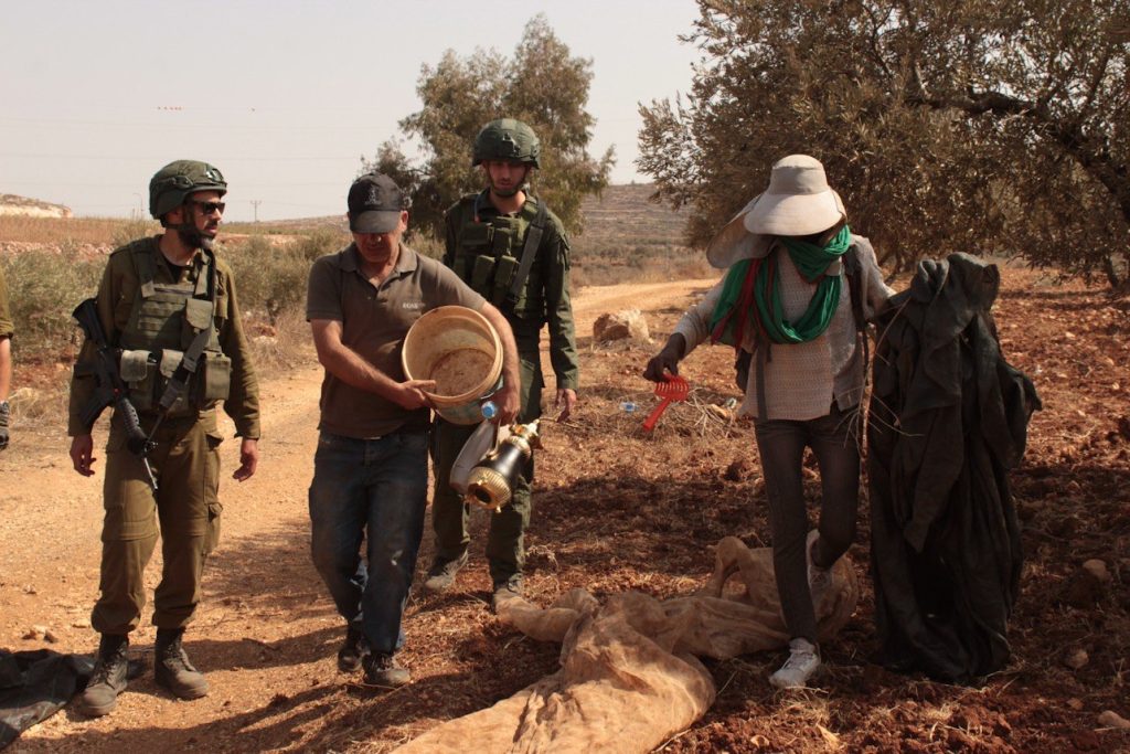 Faz3a volunteers being arrested by Israeli soldiers in the West Bank of Palestine