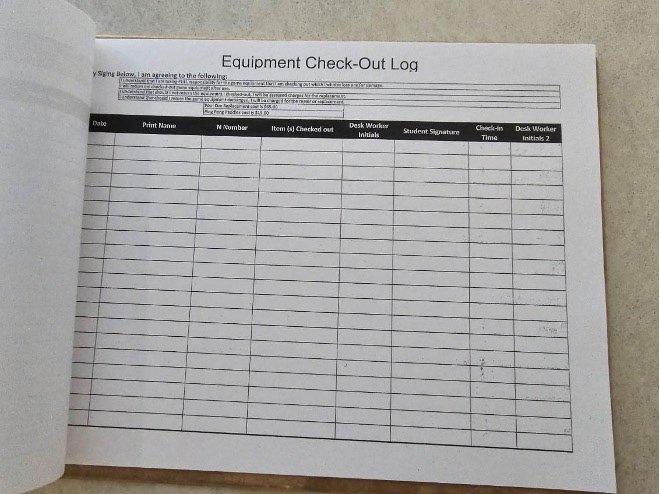 an example of an item checkout form