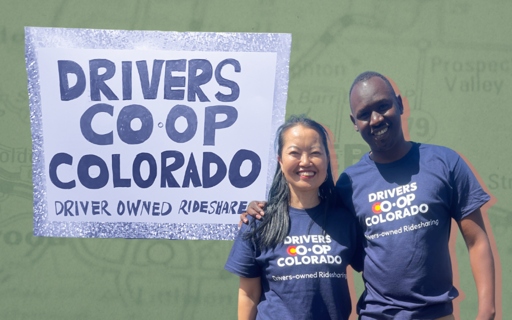 Drivers Co-op Colorado sign and with DCC members