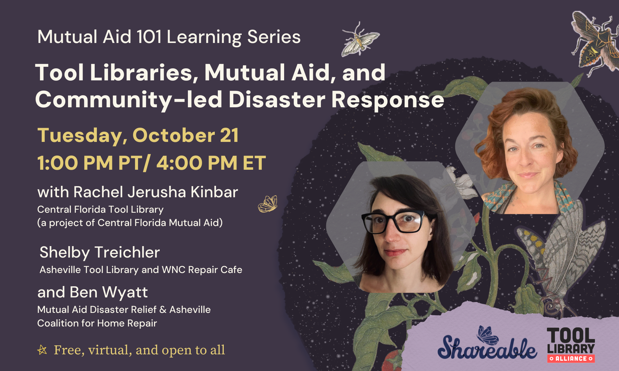 Community led disaster response event promo graphic for October 21 at 1 PM PT/4 PM ET