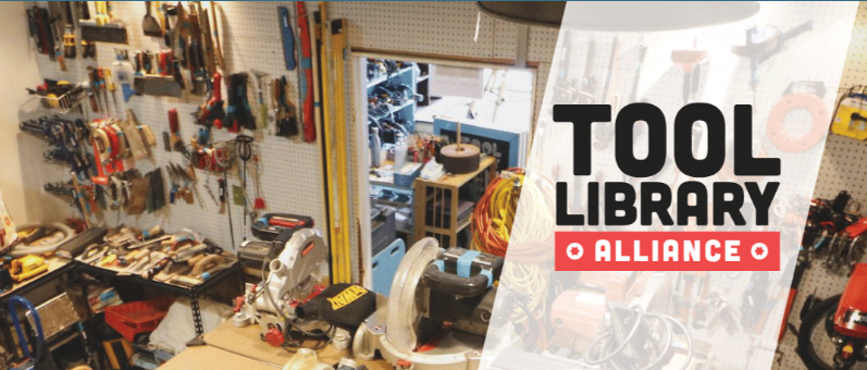 Tool Library Alliance brand mark and tool storage