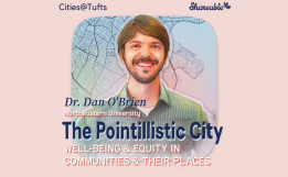 Illustration of presenter Dan O'Brien for his talk, the Pointillistic City